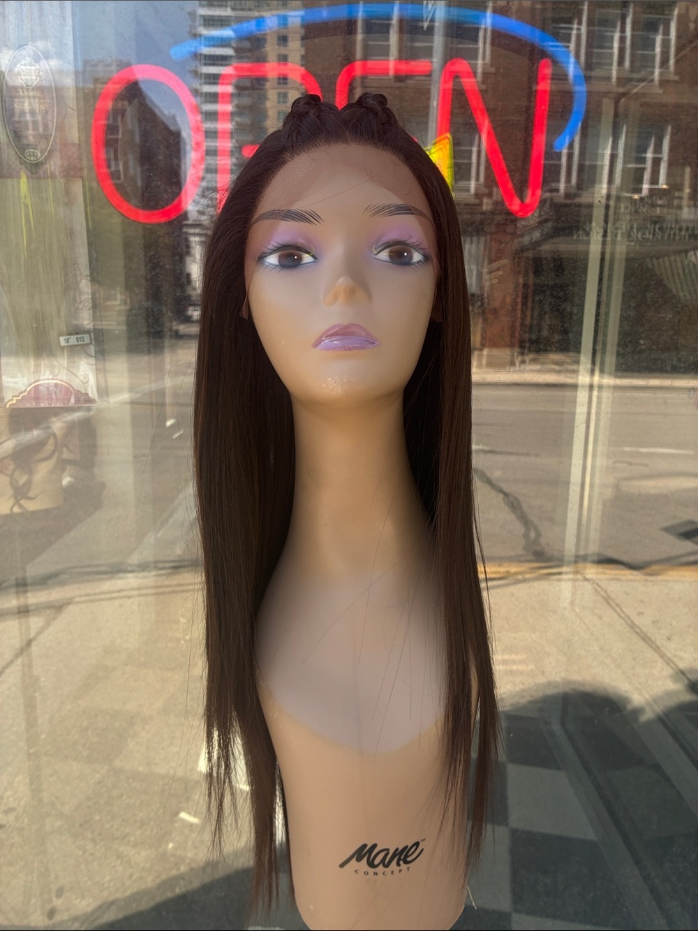 Braided Sleek Straight Lace Front Wig - Dark Brown